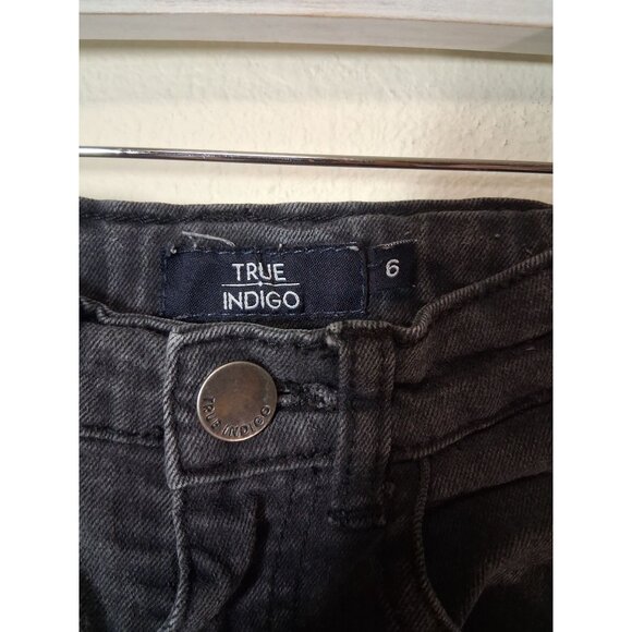 True Indigo Denim Jean Pants Black Skinny Leg Unisex Size 6 - Picture 5 of 6